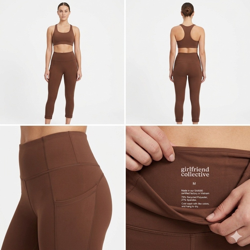 Girlfriend Collective Compressive Leggings Womens M Brown High Rise Sustainable